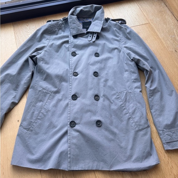 TED BAKER LONDON GREY DOUBLE BREASTED TRENCH COAT - 4 - Picture 6 of 17